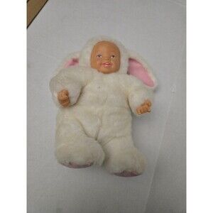 Anne Geddes Bunny Baby Doll 1997 White Plush Rabbit Suit Vintage Easter 90s